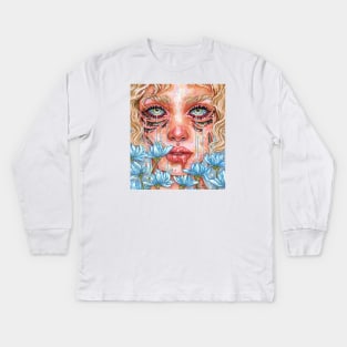 Watering flowers Kids Long Sleeve T-Shirt